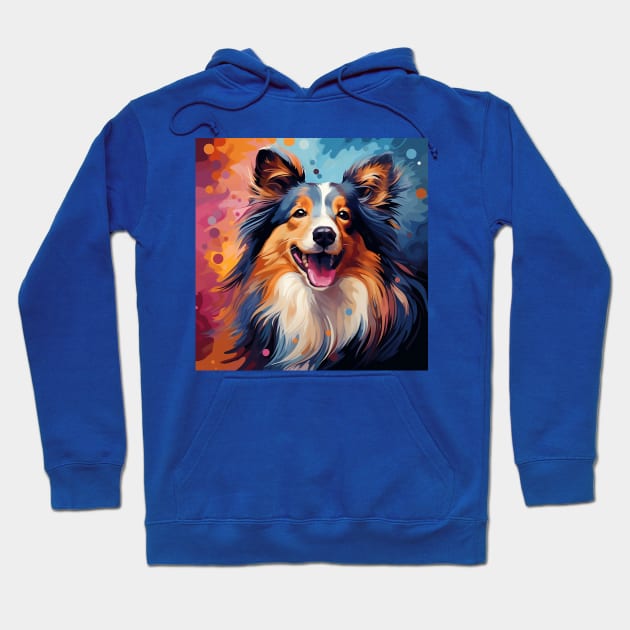 Colorful cute Sheltie dog painting Hoodie by Danielleroyer